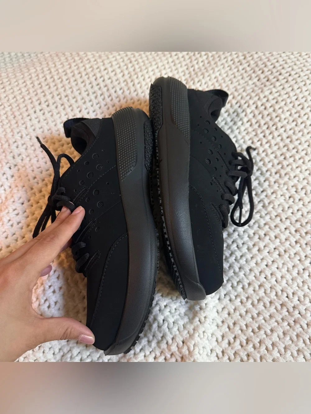 Crocs Women's On the Clock Work Sneaker Triple Black 7.5 athletic shoes non slip